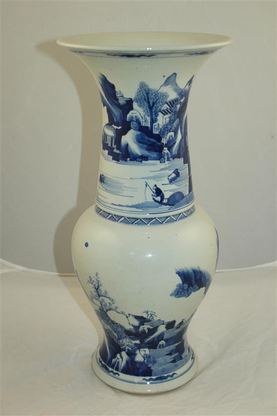 A Chinese blue and white yen yen vase, in Kangxi style, 45cm